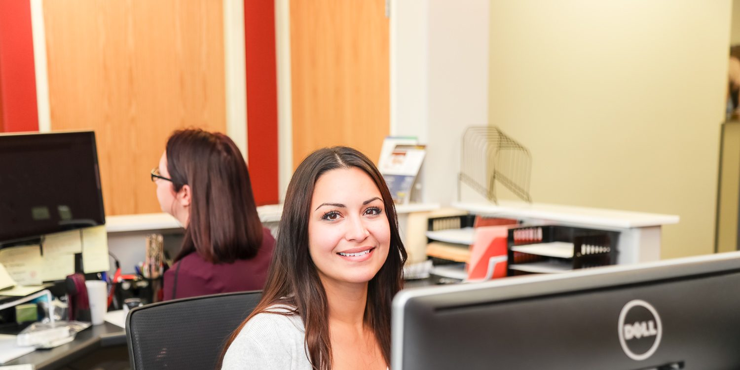 Healthy workplace image of happy staff