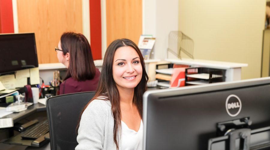 Healthy workplace image of happy staff